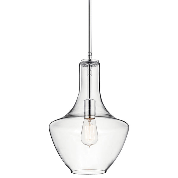 Vance 10" One Light Pendant, Clear Glass / Chrome