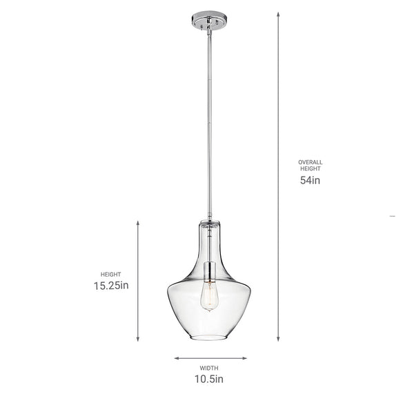 Vance 10" One Light Pendant, Clear Glass / Chrome