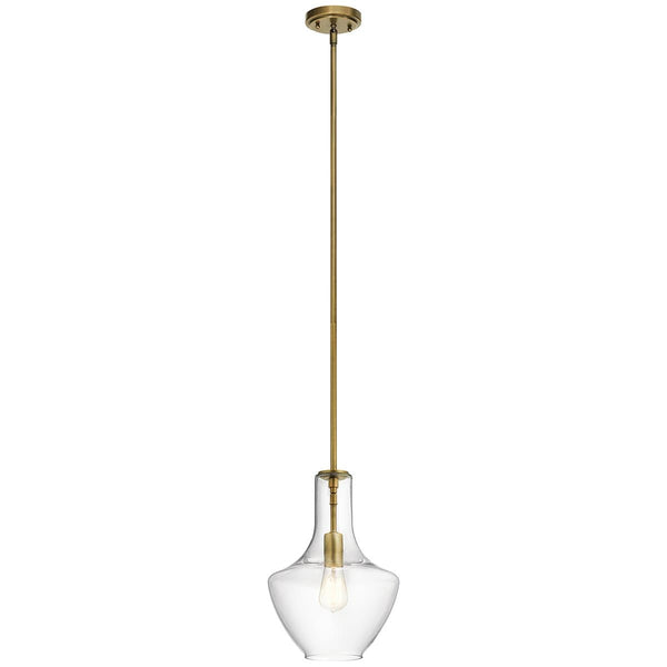 Vance 10" One Light Pendant, Clear Glass / Natural Brass