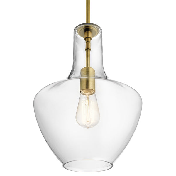 Vance 10" One Light Pendant, Clear Glass / Natural Brass