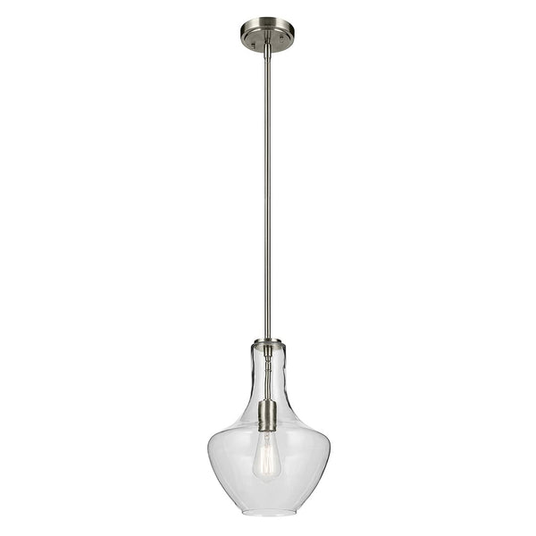 Vance 10" One Light Pendant, Clear Glass / Brushed Nickel