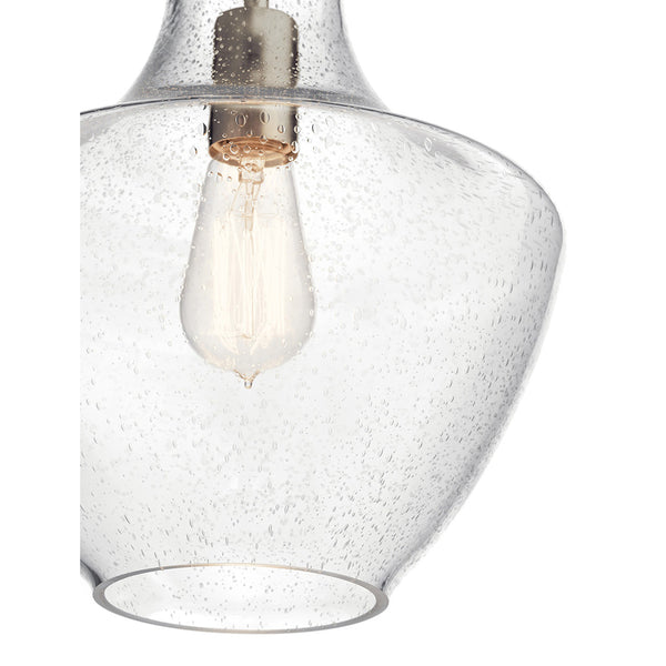 Vance 10" One Light Pendant, Clear Seeded Glass / Brushed Nickel