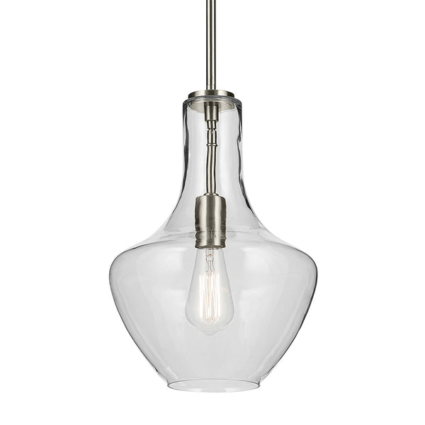 Vance 10" One Light Pendant, Clear Glass / Brushed Nickel