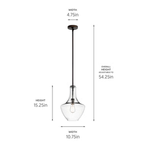 Vance 10" One Light Pendant, Clear Glass / Olde Bronze