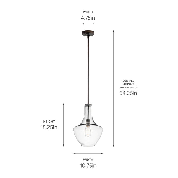 Vance 10" One Light Pendant, Clear Glass / Olde Bronze