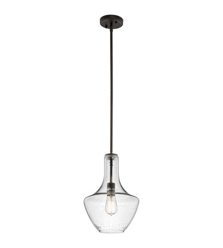Vance 10" One Light Pendant, Clear Seeded Glass / Olde Bronze