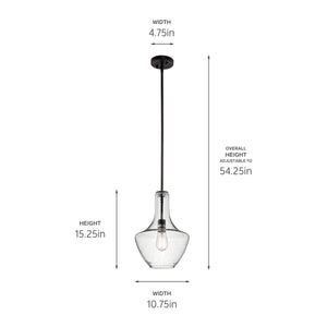 Vance 10" One Light Pendant, Clear Seeded Glass / Olde Bronze