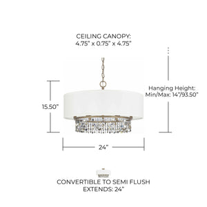 Kalei 24" Six Light Pendant, Brushed Gold