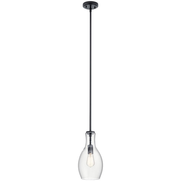 Vance 7" One Light Pendant, Clear Glass / Black
