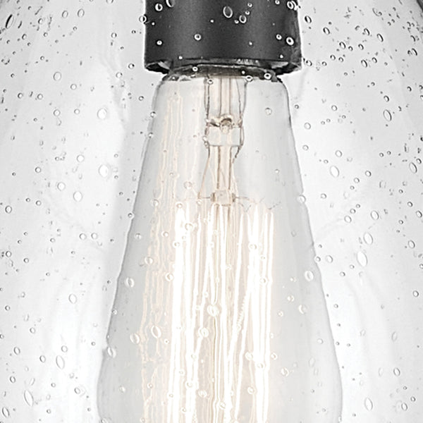 Vance 7" One Light Pendant, Clear Seeded Glass / Black