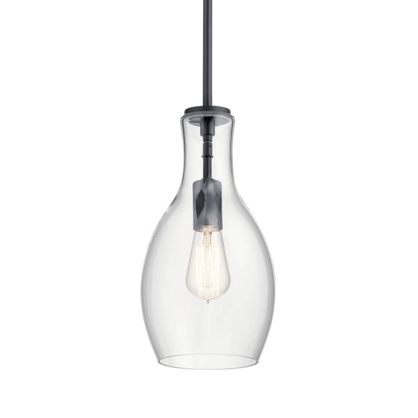 Vance 7" One Light Pendant, Clear Glass / Black