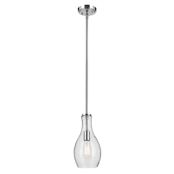 Vance 7" One Light Pendant, Clear Seeded Glass / Chrome