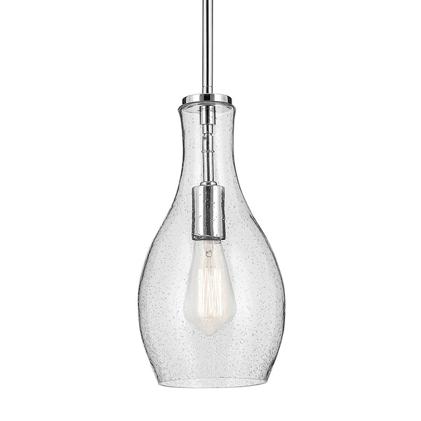 Vance 7" One Light Pendant, Clear Seeded Glass / Chrome