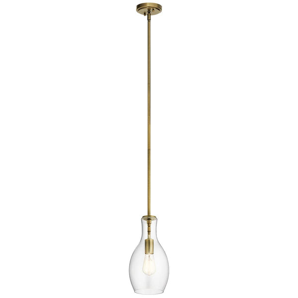 Vance 7" One Light Pendant, Clear Glass / Natural Brass