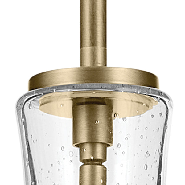 Vance 7" One Light Pendant, Clear Seeded Glass / Natural Brass