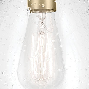 Vance 7" One Light Pendant, Clear Seeded Glass / Natural Brass