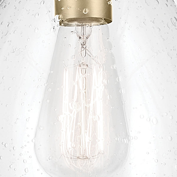 Vance 7" One Light Pendant, Clear Seeded Glass / Natural Brass