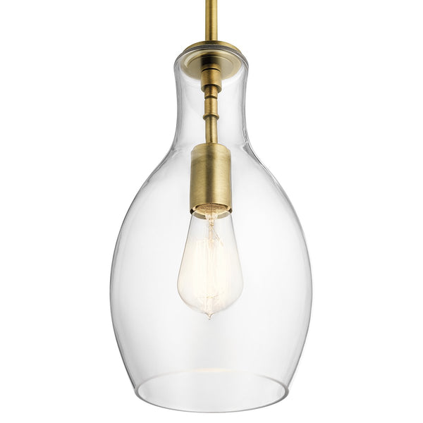 Vance 7" One Light Pendant, Clear Glass / Natural Brass