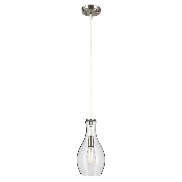 Vance 7" One Light Pendant, Clear Glass / Brushed Nickel