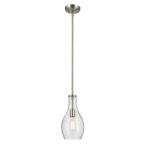 Vance 7" One Light Pendant, Clear Seeded Glass / Brushed Nickel