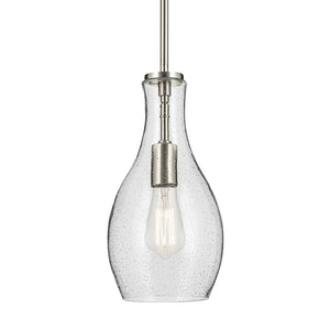 Vance 7" One Light Pendant, Clear Seeded Glass / Brushed Nickel