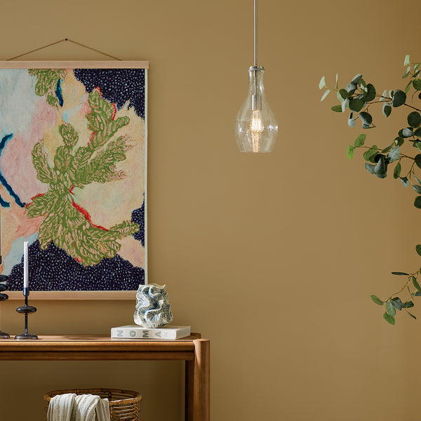 Vance 7" One Light Pendant, Clear Seeded Glass / Brushed Nickel