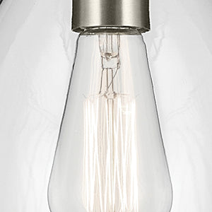 Vance 7" One Light Pendant, Clear Glass / Brushed Nickel