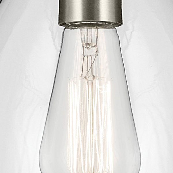 Vance 7" One Light Pendant, Clear Glass / Brushed Nickel
