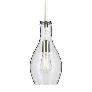 Vance 7" One Light Pendant, Clear Glass / Brushed Nickel