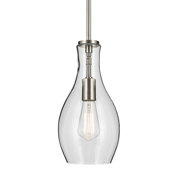 Vance 7" One Light Pendant, Clear Glass / Brushed Nickel