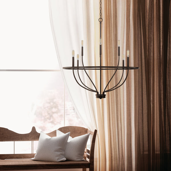 Adelaide 34" Eight Light Chandelier, Bronze