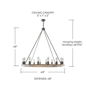 Emory 48" 16 Light Chandelier, Urban Wash