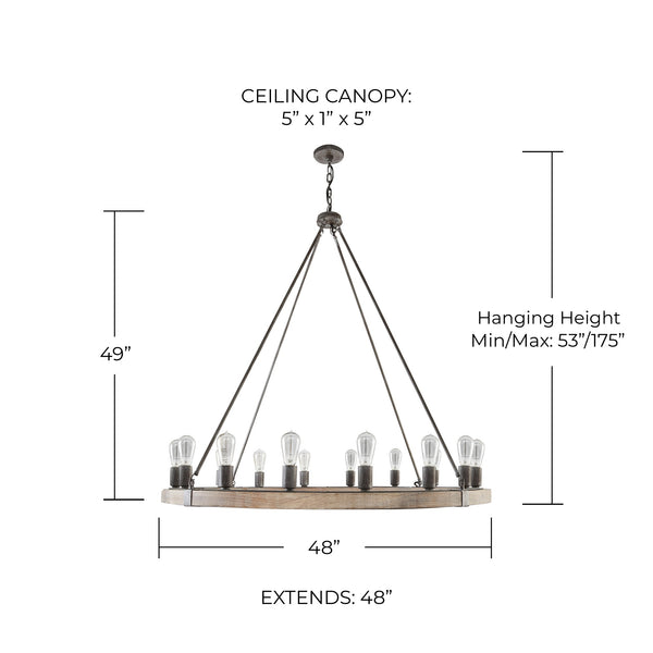 Emory 48" 16 Light Chandelier, Urban Wash