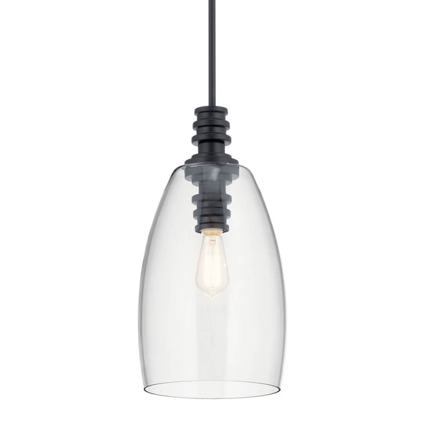 Langley 10" One Light Pendant, Classic Black