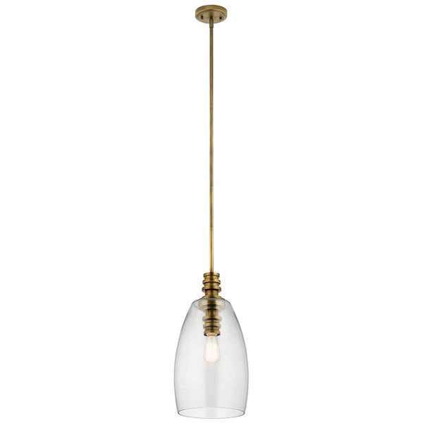 Langley 10" One Light Pendant, Natural Brass