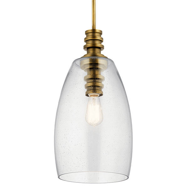 Langley 10" One Light Pendant, Natural Brass