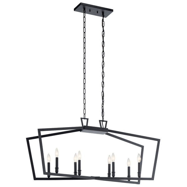 Gannon 13" Eight Lights Linear Chandelier, Black