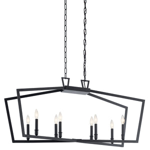 Gannon 13" Eight Lights Linear Chandelier, Black