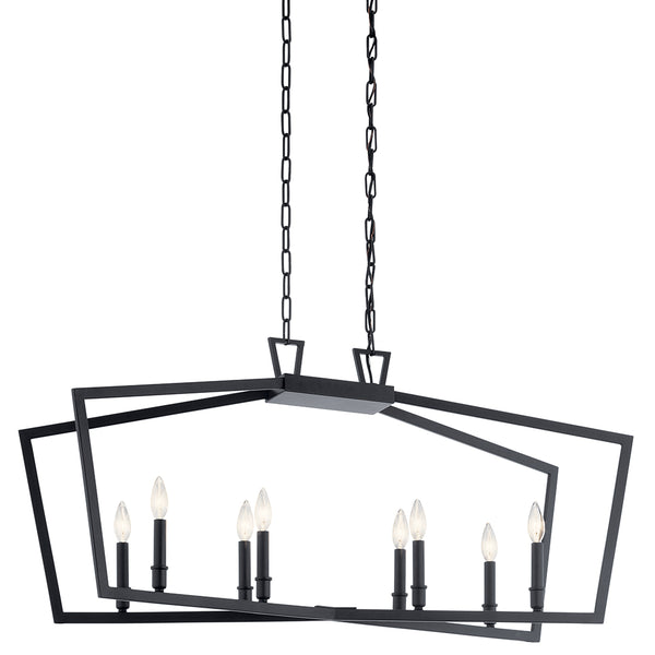 Gannon 13" Eight Lights Linear Chandelier, Black