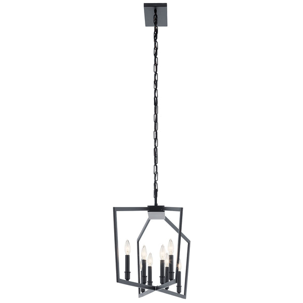 Gannon 13" Eight Lights Linear Chandelier, Black