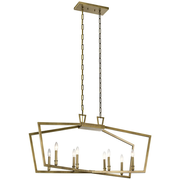 Gannon 13" Eight Lights Linear Chandelier, Natural Brass
