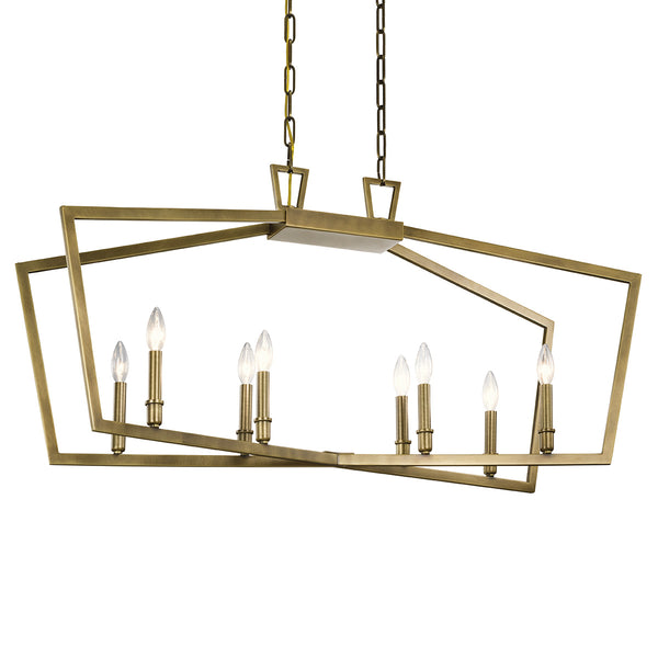 Gannon 13" Eight Lights Linear Chandelier, Natural Brass