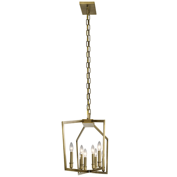 Gannon 13" Eight Lights Linear Chandelier, Natural Brass
