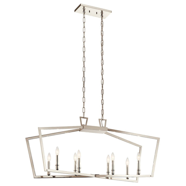 Gannon 13" Eight Lights Linear Chandelier, Polished Nickel