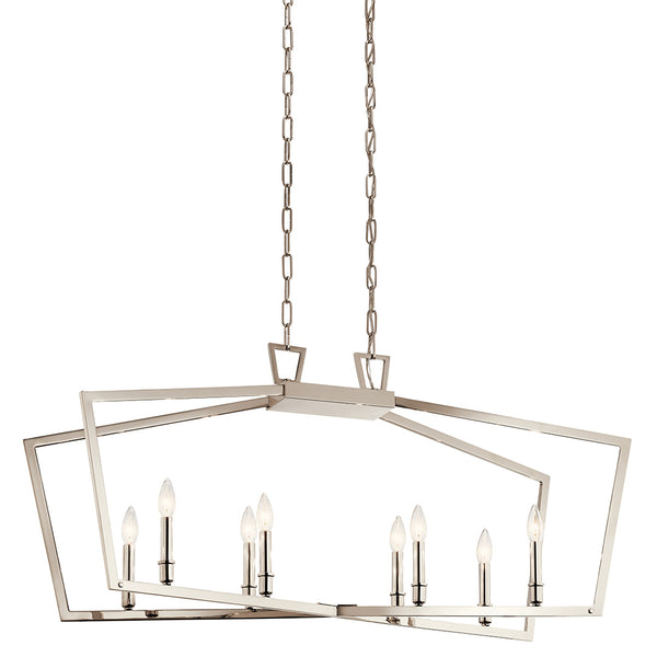 Gannon 13" Eight Lights Linear Chandelier, Polished Nickel
