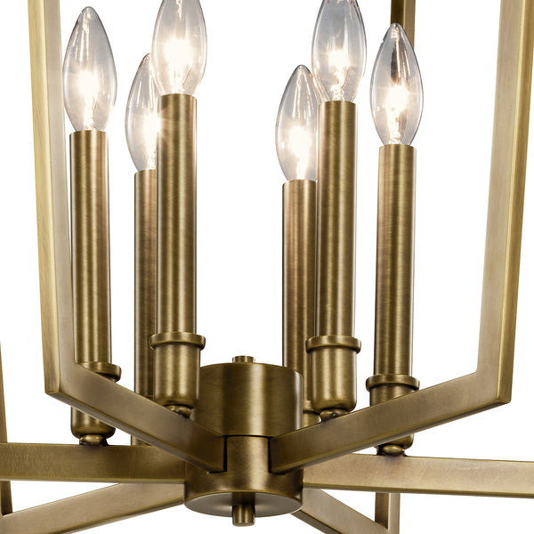 Gannon 25" Six Lights Chandelier, Natural Brass
