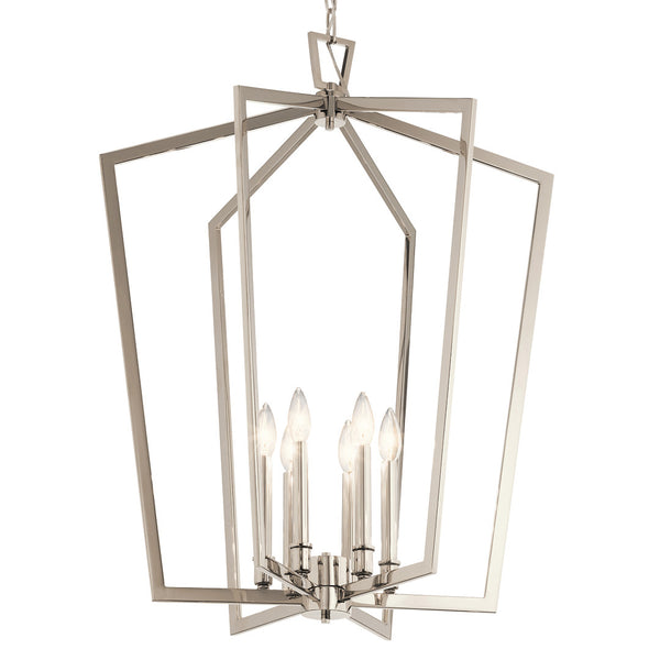 Gannon 25" Six Lights Chandelier, Polished Nickel