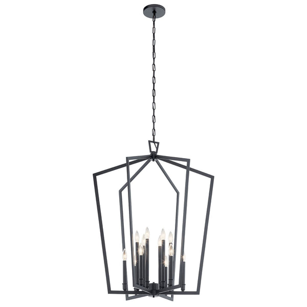 Gannon 30" Twelve Lights Foyer Chandelier, Black