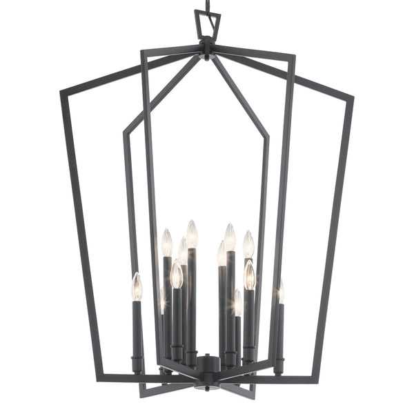 Gannon 30" Twelve Lights Foyer Chandelier, Black