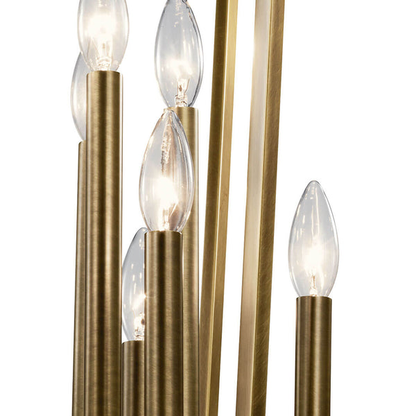 Gannon 30" Twelve Lights Foyer Chandelier, Natural Brass